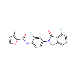 Cc1ccoc1C(=O)Nc1ccc(N2Cc3cccc(Cl)c3C2=O)cc1F ZINC000653719905