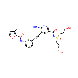 Cc1ccoc1C(=O)Nc1cccc(C#Cc2cc(C(=O)N=S(=O)(CCCO)CCCO)cnc2N)c1 ZINC001772615100