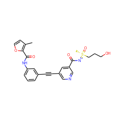 Cc1ccoc1C(=O)Nc1cccc(C#Cc2cncc(C(=O)N=[S@@](C)(=O)CCCO)c2)c1 ZINC001772590059