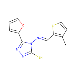 Cc1ccsc1/C=N/n1c(S)nnc1-c1ccco1 ZINC000001246986