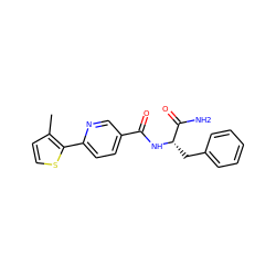 Cc1ccsc1-c1ccc(C(=O)N[C@@H](Cc2ccccc2)C(N)=O)cn1 ZINC000199000281