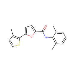 Cc1ccsc1-c1ccc(C(=O)Nc2c(C)cccc2C)o1 ZINC000071340510