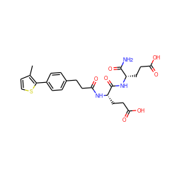 Cc1ccsc1-c1ccc(CCC(=O)N[C@@H](CCC(=O)O)C(=O)N[C@@H](CCC(=O)O)C(N)=O)cc1 ZINC000144640363