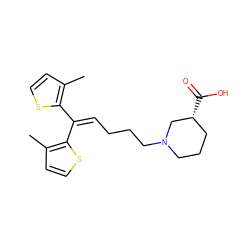 Cc1ccsc1C(=CCCCN1CCC[C@@H](C(=O)O)C1)c1sccc1C ZINC000027093560