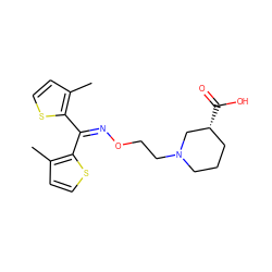 Cc1ccsc1C(=NOCCN1CCC[C@@H](C(=O)O)C1)c1sccc1C ZINC000013799979