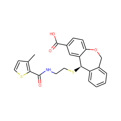 Cc1ccsc1C(=O)NCCS[C@@H]1c2ccccc2COc2ccc(C(=O)O)cc21 ZINC000013727018