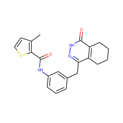 Cc1ccsc1C(=O)Nc1cccc(Cc2n[nH]c(=O)c3c2CCCC3)c1 ZINC000168527457