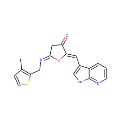 Cc1ccsc1C/N=C1/CC(=O)/C(=C/c2c[nH]c3ncccc23)O1 ZINC000169702615