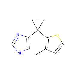 Cc1ccsc1C1(c2c[nH]cn2)CC1 ZINC000013862255