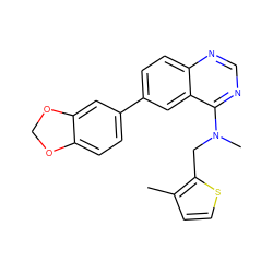 Cc1ccsc1CN(C)c1ncnc2ccc(-c3ccc4c(c3)OCO4)cc12 ZINC000064497500