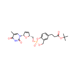 Cc1cn([C@@H]2C=C[C@H](CO[P@@]3(=O)OCc4cc(CCC(=O)OC(C)(C)C)ccc4O3)O2)c(=O)[nH]c1=O ZINC000026729633