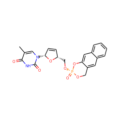 Cc1cn([C@@H]2C=C[C@H](CO[P@@]3(=O)OCc4cc5ccccc5cc4O3)O2)c(=O)[nH]c1=O ZINC000003596703