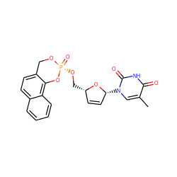 Cc1cn([C@@H]2C=C[C@H](CO[P@@]3(=O)OCc4ccc5ccccc5c4O3)O2)c(=O)[nH]c1=O ZINC000003596706