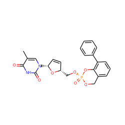 Cc1cn([C@@H]2C=C[C@H](CO[P@@]3(=O)OCc4cccc(-c5ccccc5)c4O3)O2)c(=O)[nH]c1=O ZINC000003596715