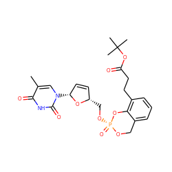 Cc1cn([C@@H]2C=C[C@H](CO[P@@]3(=O)OCc4cccc(CCC(=O)OC(C)(C)C)c4O3)O2)c(=O)[nH]c1=O ZINC000026734583