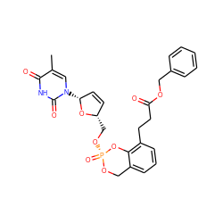 Cc1cn([C@@H]2C=C[C@H](CO[P@@]3(=O)OCc4cccc(CCC(=O)OCc5ccccc5)c4O3)O2)c(=O)[nH]c1=O ZINC000026727181