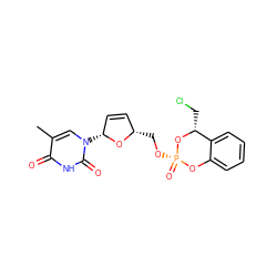 Cc1cn([C@@H]2C=C[C@H](CO[P@@]3(=O)Oc4ccccc4[C@@H](CCl)O3)O2)c(=O)[nH]c1=O ZINC000003641398