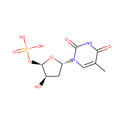 Cc1cn([C@@H]2C[C@@H](O)[C@@H](OP(=O)(O)O)O2)c(=O)[nH]c1=O ZINC000026154910