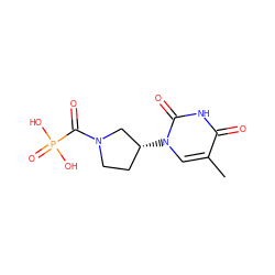 Cc1cn([C@@H]2CCN(C(=O)P(=O)(O)O)C2)c(=O)[nH]c1=O ZINC000045366214