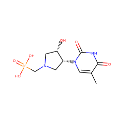 Cc1cn([C@@H]2CN(CP(=O)(O)O)C[C@@H]2O)c(=O)[nH]c1=O ZINC000045370912