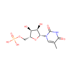 Cc1cn([C@@H]2O[C@H](COP(=O)(O)O)[C@@H](O)[C@H]2O)c(=O)[nH]c1=O ZINC000013515793