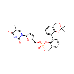 Cc1cn([C@H]2C=C[C@@H](CO[P@@]3(=O)OCc4cccc(-c5cccc6c5OC(C)(C)OC6)c4O3)O2)c(=O)[nH]c1=O ZINC000036287157