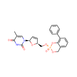 Cc1cn([C@H]2C=C[C@@H](CO[P@@]3(=O)OCc4cccc(-c5ccccc5)c4O3)O2)c(=O)[nH]c1=O ZINC000013561180