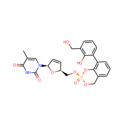 Cc1cn([C@H]2C=C[C@@H](CO[P@]3(=O)OCc4cccc(-c5cccc(CO)c5O)c4O3)O2)c(=O)[nH]c1=O ZINC000035270793