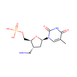 Cc1cn([C@H]2C[C@H](CN)[C@@H](COP(=O)(O)O)O2)c(=O)[nH]c1=O ZINC000013525784