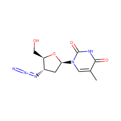 Cc1cn([C@H]2C[C@H](N=[N+]=[N-])[C@@H](CO)O2)c(=O)[nH]c1=O ZINC000003779042