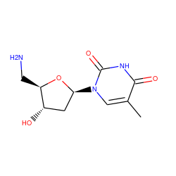 Cc1cn([C@H]2C[C@H](O)[C@@H](CN)O2)c(=O)[nH]c1=O ZINC000005765073