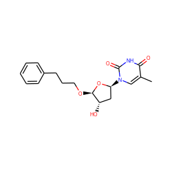 Cc1cn([C@H]2C[C@H](O)[C@@H](OCCCc3ccccc3)O2)c(=O)[nH]c1=O ZINC000029341587