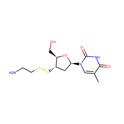 Cc1cn([C@H]2C[C@H](SSCCN)[C@@H](CO)O2)c(=O)[nH]c1=O ZINC000040422828