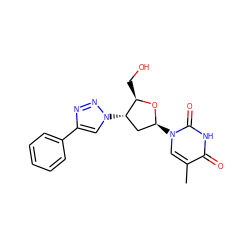 Cc1cn([C@H]2C[C@H](n3cc(-c4ccccc4)nn3)[C@@H](CO)O2)c(=O)[nH]c1=O ZINC000009339858