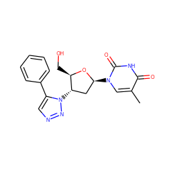 Cc1cn([C@H]2C[C@H](n3nncc3-c3ccccc3)[C@@H](CO)O2)c(=O)[nH]c1=O ZINC000049070270