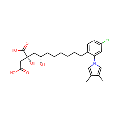 Cc1cn(-c2cc(Cl)ccc2CCCCCC[C@H](O)C[C@@](O)(CC(=O)O)C(=O)O)cc1C ZINC000095552848