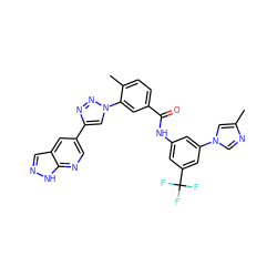 Cc1cn(-c2cc(NC(=O)c3ccc(C)c(-n4cc(-c5cnc6[nH]ncc6c5)nn4)c3)cc(C(F)(F)F)c2)cn1 ZINC000095572847