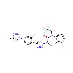 Cc1cn(-c2ccc(-c3cn([C@H]4CCc5c(F)cccc5N(CC(F)(F)F)C4=O)nn3)c(F)c2)cn1 ZINC000146961225