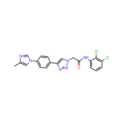 Cc1cn(-c2ccc(-c3cn(CC(=O)Nc4cccc(Cl)c4Cl)nn3)cc2)cn1 ZINC001772657457