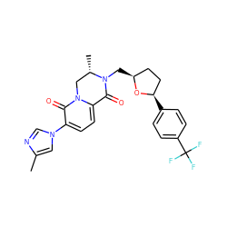 Cc1cn(-c2ccc3n(c2=O)C[C@H](C)N(C[C@H]2CC[C@@H](c4ccc(C(F)(F)F)cc4)O2)C3=O)cn1 ZINC001772622024