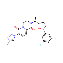 Cc1cn(-c2ccc3n(c2=O)CCN([C@@H](C)[C@@H]2CC[C@H](c4cc(F)c(Cl)c(F)c4)O2)C3=O)cn1 ZINC000205745070