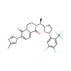 Cc1cn(-c2ccc3n(c2=O)CCN([C@@H](C)[C@@H]2CC[C@H](c4cc(F)c(F)cc4C(F)(F)F)O2)C3=O)cn1 ZINC000205745093