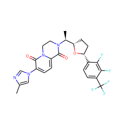 Cc1cn(-c2ccc3n(c2=O)CCN([C@@H](C)[C@@H]2CC[C@H](c4ccc(C(F)(F)F)c(F)c4F)O2)C3=O)cn1 ZINC000221546062