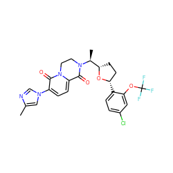 Cc1cn(-c2ccc3n(c2=O)CCN([C@@H](C)[C@@H]2CC[C@H](c4ccc(Cl)cc4OC(F)(F)F)O2)C3=O)cn1 ZINC000221539190