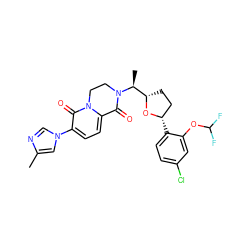 Cc1cn(-c2ccc3n(c2=O)CCN([C@@H](C)[C@@H]2CC[C@H](c4ccc(Cl)cc4OC(F)F)O2)C3=O)cn1 ZINC000221571130