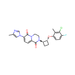 Cc1cn(-c2ccc3n(c2=O)CCN([C@@H]2CC[C@H]2Oc2ccc(F)c(Cl)c2C)C3=O)cn1 ZINC000221497259