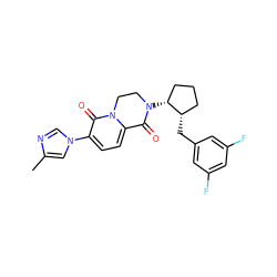 Cc1cn(-c2ccc3n(c2=O)CCN([C@@H]2CCC[C@@H]2Cc2cc(F)cc(F)c2)C3=O)cn1 ZINC001772636141