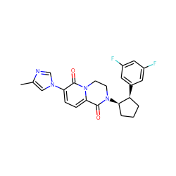 Cc1cn(-c2ccc3n(c2=O)CCN([C@@H]2CCC[C@@H]2c2cc(F)cc(F)c2)C3=O)cn1 ZINC001772639079