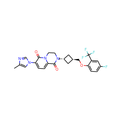 Cc1cn(-c2ccc3n(c2=O)CCN([C@H]2C[C@H](COc4ccc(F)cc4C(F)(F)F)C2)C3=O)cn1 ZINC001772635137