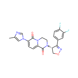 Cc1cn(-c2ccc3n(c2=O)CCN([C@H]2CON=C2c2ccc(F)c(F)c2)C3=O)cn1 ZINC000221570032